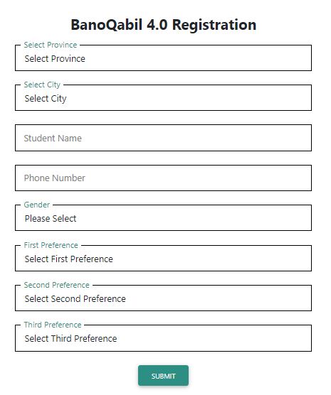 Bano Qabil Online Registration Form