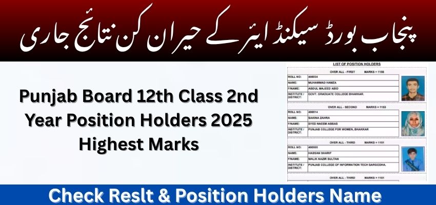 Punjab Board 2nd Year Position Holders 2025 Highest Marks