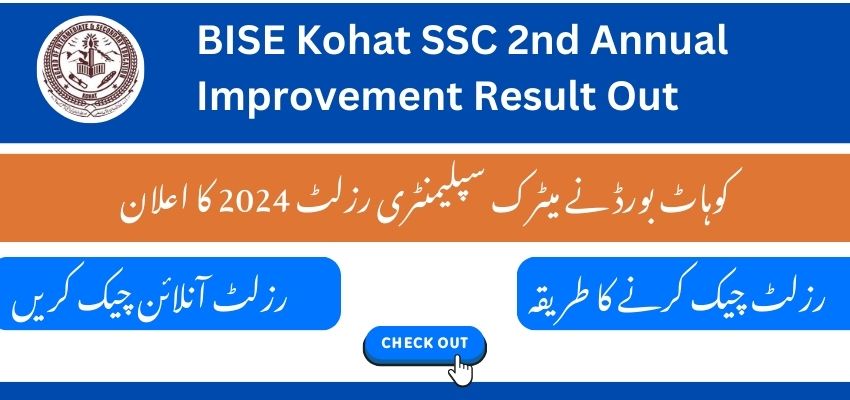 BISE Kohat SSC 2nd Annual Improvement Result