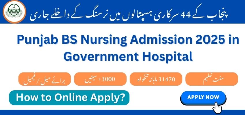 BS nursing admission 2024 25 in government hospital