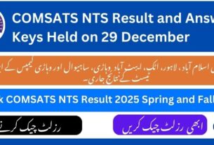 COMSATS NTS Result 2025 Spring Held On 29 December