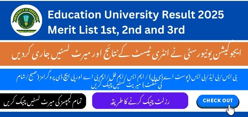 Education University Merit List 2025 1st 2nd & 3rd Morning