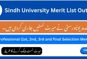 Sindh University Merit List Download pdf