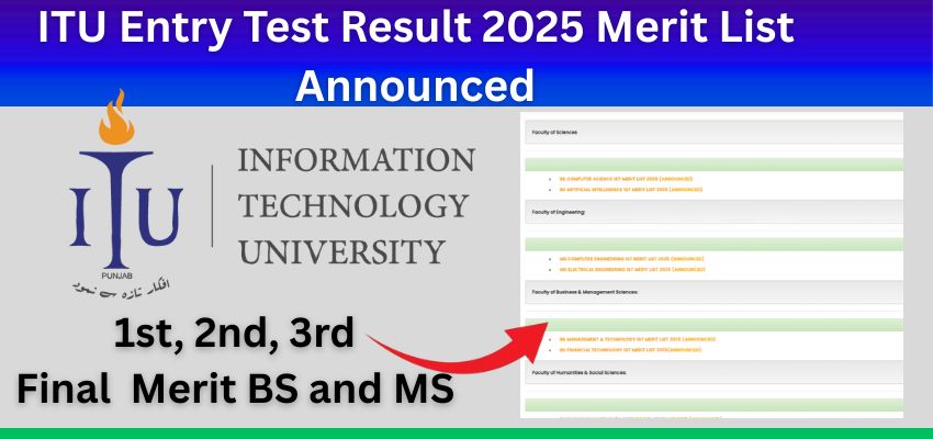 ITU Entry Test Result 2025 Merit List