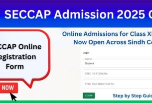 SECCAP Form 2025 Online Registration seccap.dgcs.gos.pk