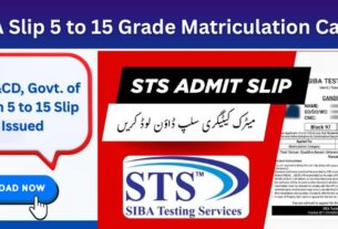 STS Slip Download 2025 IBA 5 to 15 Grade Matriculation Category
