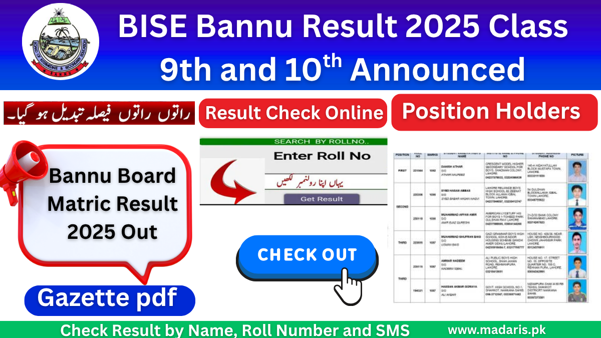 BISE Bannu Result 2025 Class 9th and 10th