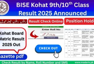 BISE Kohat Result 2025 9th and 10th Class check by Roll Number, Name and SMS