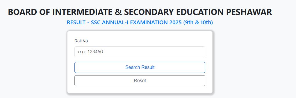 BISEP Peshawar Board Result 2025 Class 10 Gazette Download pdf