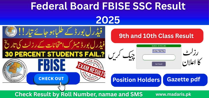 FBISE Result 2025 SSC Part 1 and 2