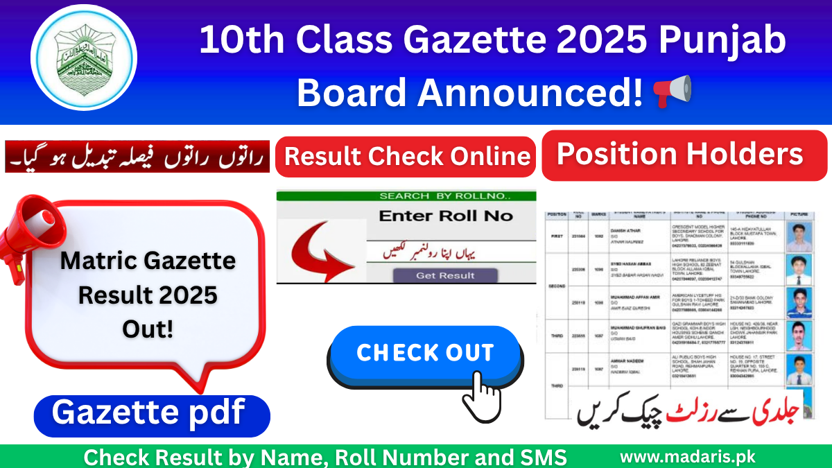 Matric 10th Class Gazette 2025 Punjab Board pdf