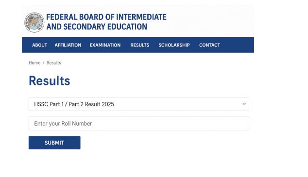 FBISE HSSC Result 2025 check by roll number