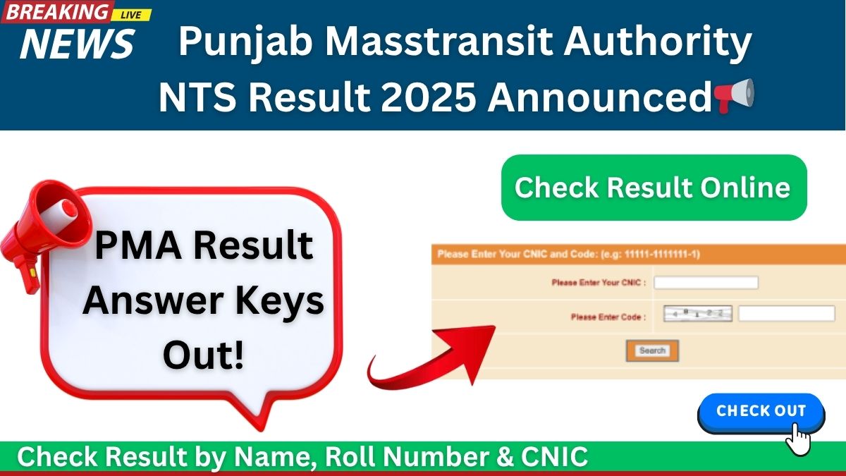 Punjab Masstransit Authority NTS Result 2025 - Held on 3 August