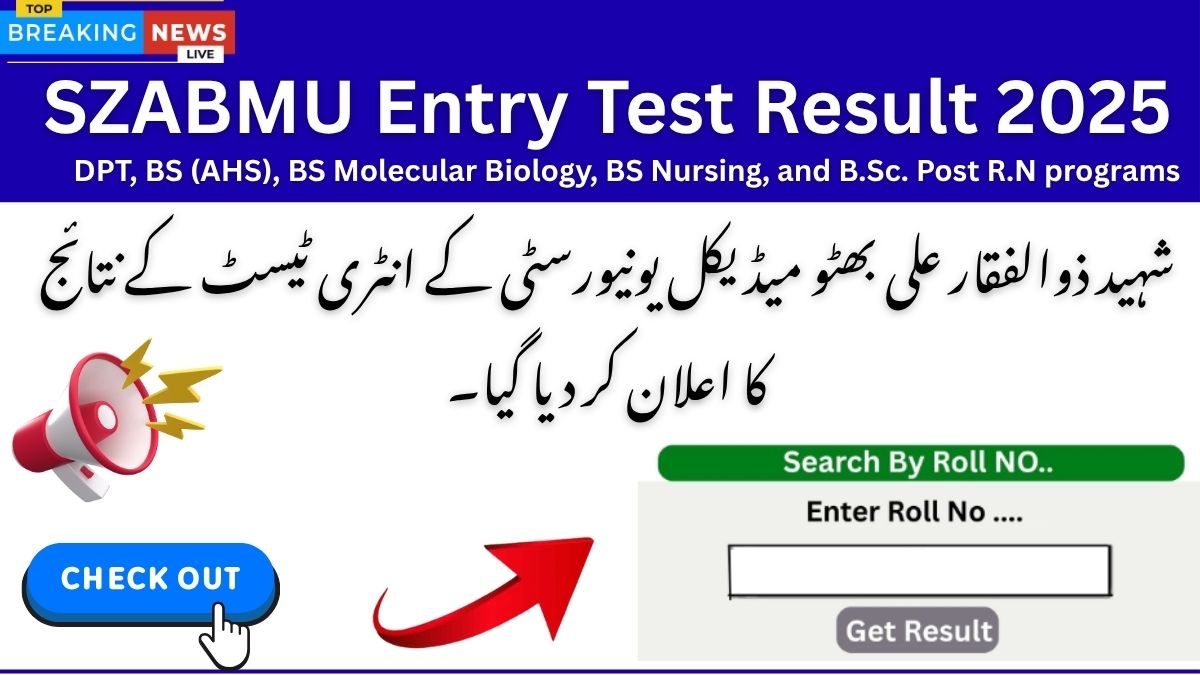 SZABMU Entry Test Result 2025 Announced