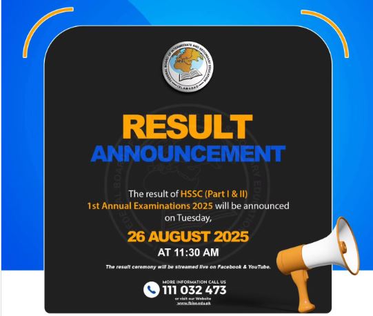 fbise HSSC Result announced on 26 August 2025