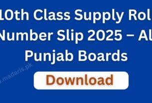 10th Class Supply Roll Number Slip 2025 Download – All Punjab Boards