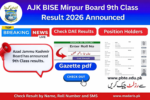 AJK BISE Mirpur Board 9th Class Result 2026