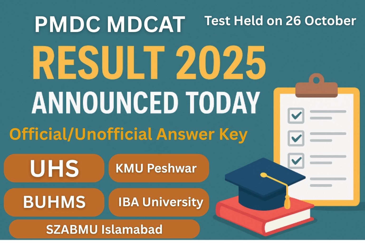 MDCAT Result 2025 Answer Key Held on 26 October