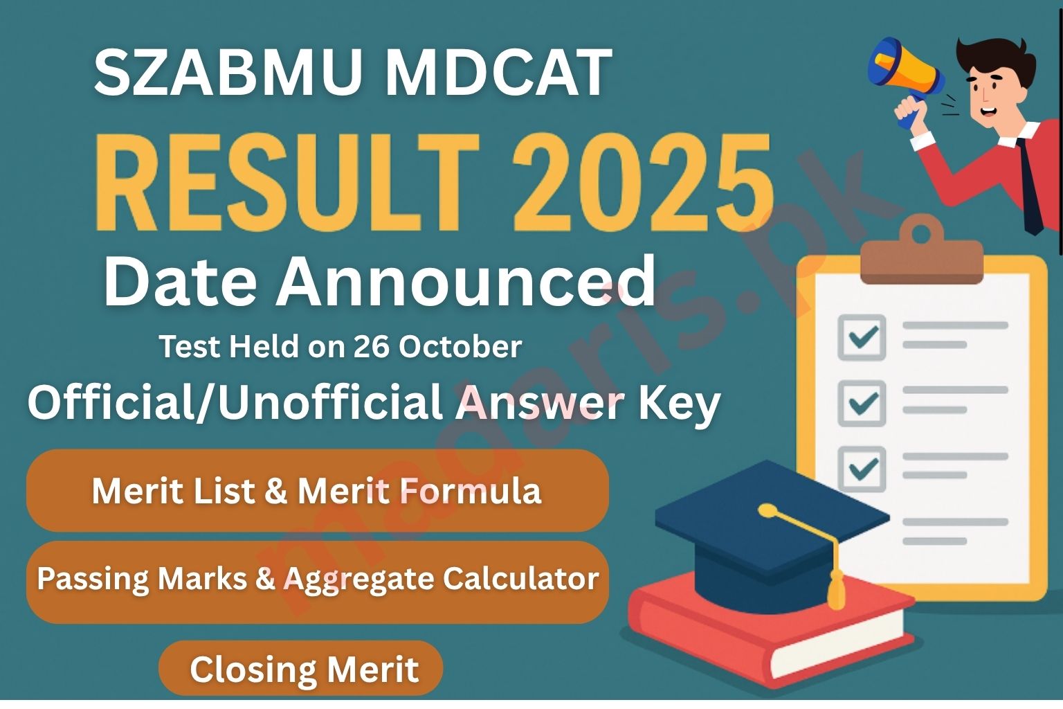SZABMU MDCAT Result 2025 Answer Keys – 26 October