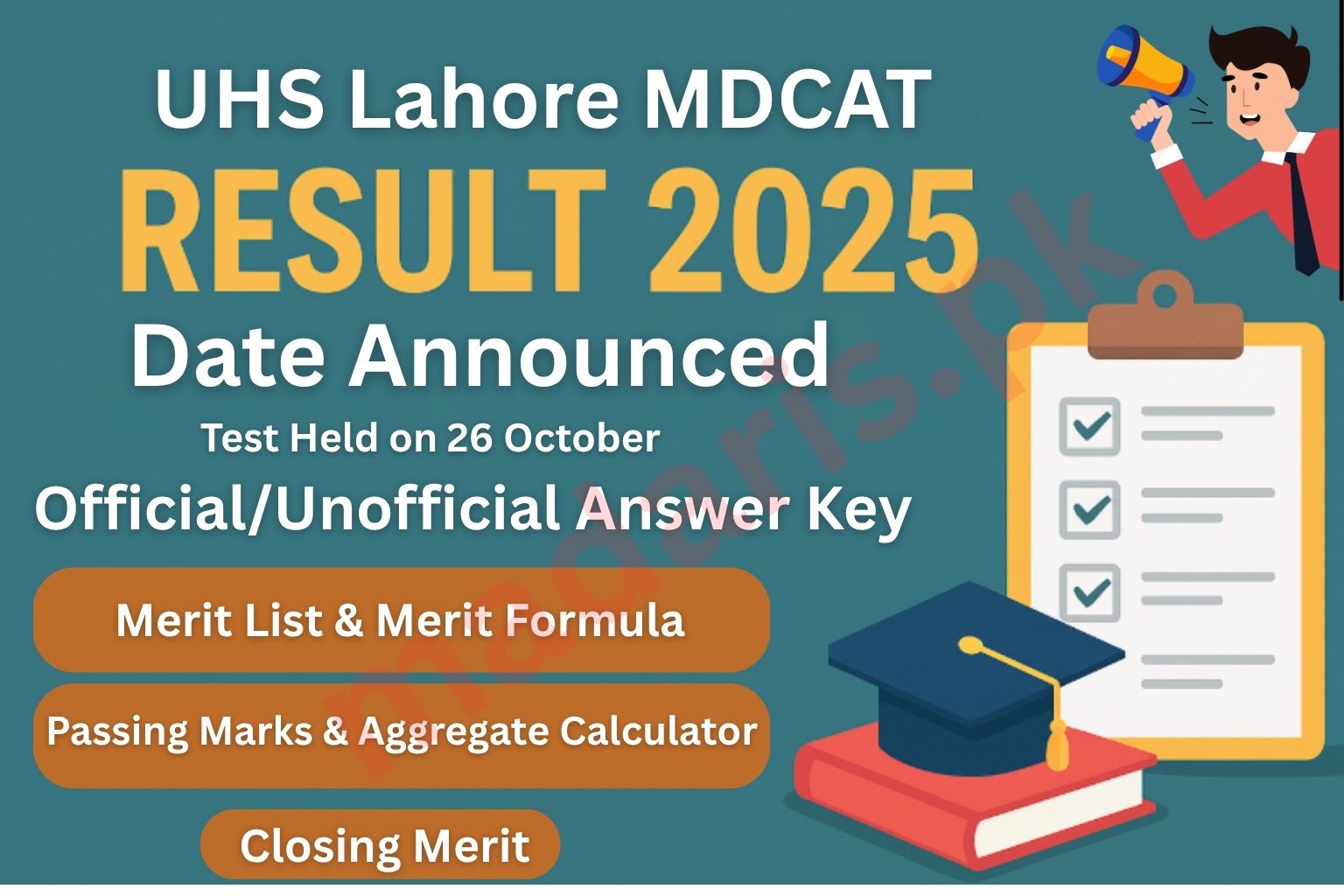 UHS MDCAT Result 2025 & Answer Keys – 26 October Test Updates