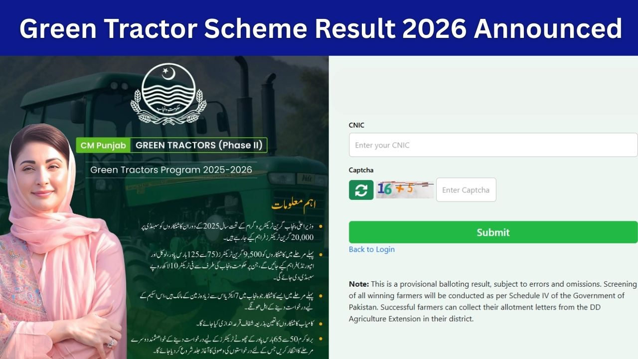 Punjab Green Tractor Scheme Result 2026 Announced – Check Winners List by CNIC