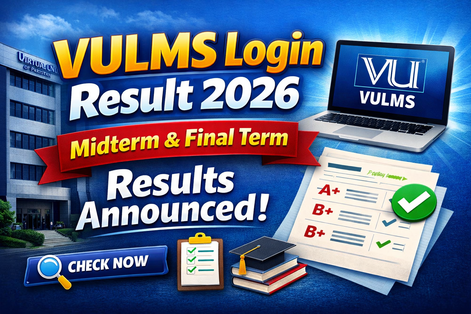 VULMS Login Result 2026 Announced - Midterm and Final Term